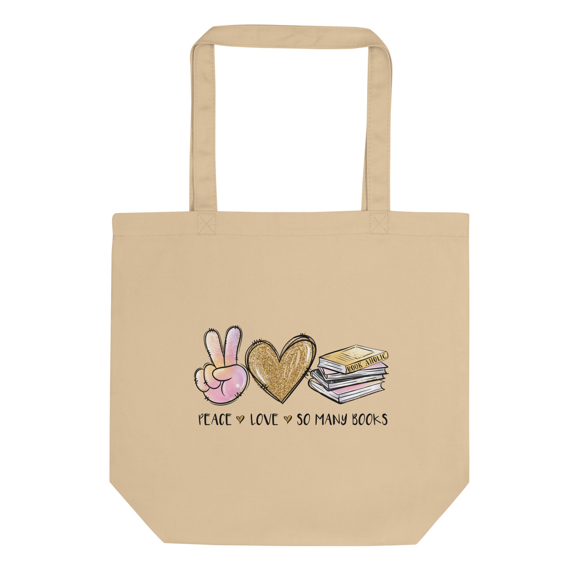 Peace, Love, Books Eco Tote Bag – Kuuleilehua Creations